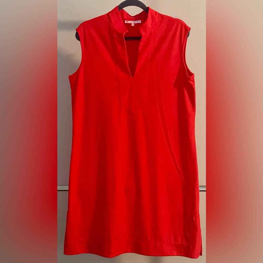 Jude Connelly gorgeous orange dress